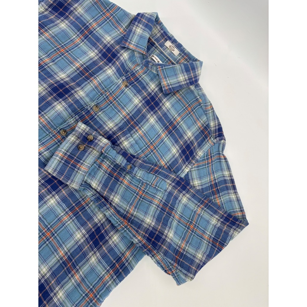 Peter Millar Mountainside Shirt Mens Large Blue Plaid Double Cloth Flannel L/S